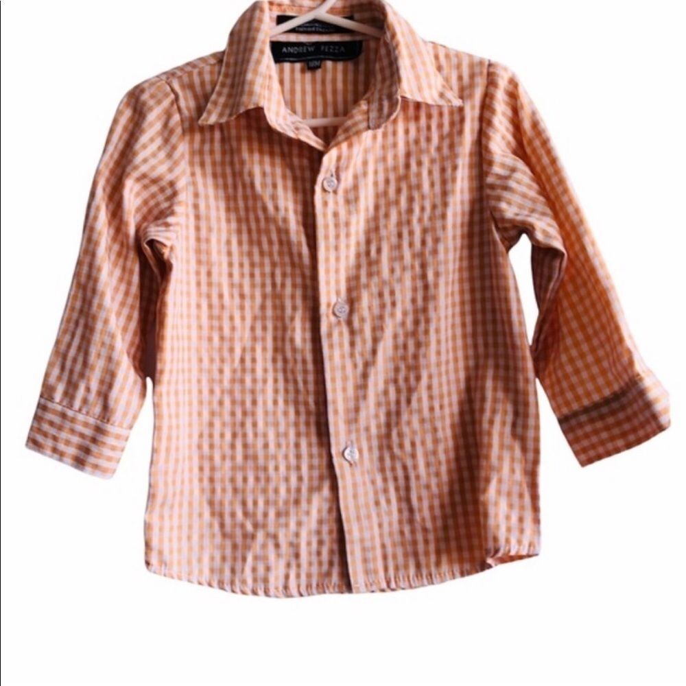 Andrew Fezza Baby Orange Gingham Shirt